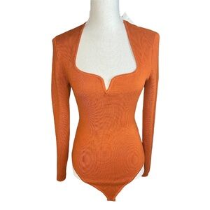 NWT Abercrombie & Fitch Orange Long Sleeve Bodysuit